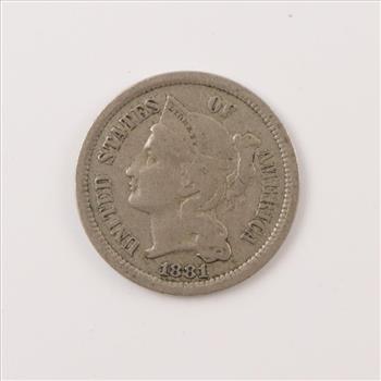 1881 US Nickel Three-cent Piece