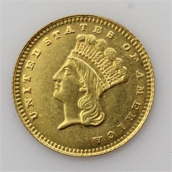 1887 .900 Gold Indian Princess Head Gold Dollar Coin