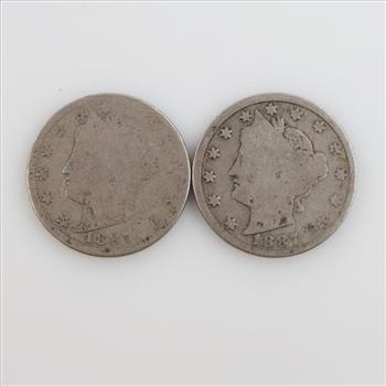 1887 Liberty Head Nickel, 2 Pieces