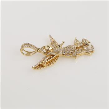 1.88cts TW Diamond 14kt Gold Archangel Pendant-Evaluated By Our Certified Gemologist-AGS/GIA