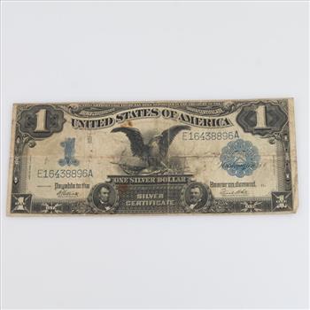 1899 US Black Eagle Silver Certificate One Dollar Large Note