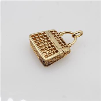 18kt Gold 0.63ct TW Diamond Hand Bag Pendant-Evaluated By Our Certified Gemologist-AGS/GIA