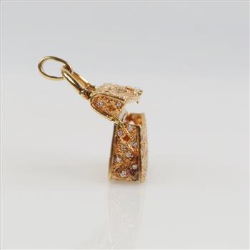 18kt Gold 0.63ct TW Diamond Hand Bag Pendant-Evaluated By Our Certified Gemologist-AGS/GIA