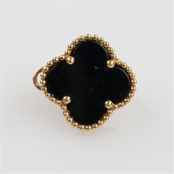 18kt Gold Accent Black Stone Earring