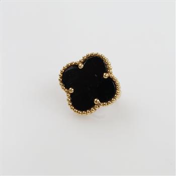 18kt Gold Accent Black Stone Earring