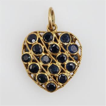 18kt Gold Blue Sapphire Heart Pendant
