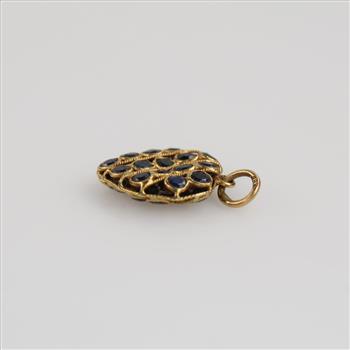 18kt Gold Blue Sapphire Heart Pendant