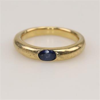 18kt Gold Blue Stone Band