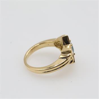 18kt Gold Blue Stone Religious Ring