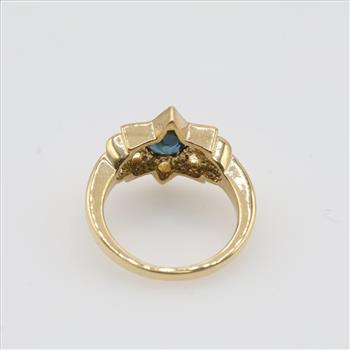 18kt Gold Blue Stone Religious Ring