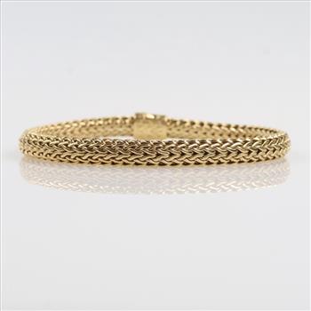 18kt Gold Braided Mesh Bracelet, Evaluated By Our Certified Gemologist-AGS/GIA