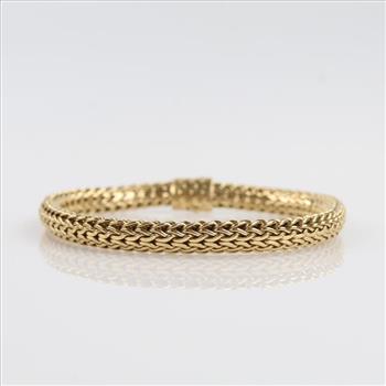 18kt Gold Braided Mesh Bracelet, Evaluated By Our Certified Gemologist-AGS/GIA