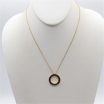 18kt Gold Cable Chain Circle Pendant Necklace