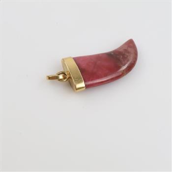 18kt Gold Cap Bezel Jasper Bear Claw Pendant