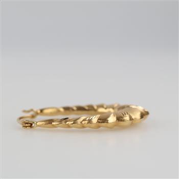 18kt Gold Carved Hollow Hoop Earring