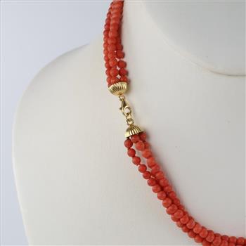 18kt Gold Clasp Red Bead Necklace