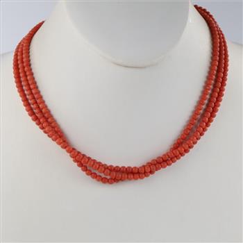 18kt Gold Clasp Red Bead Necklace