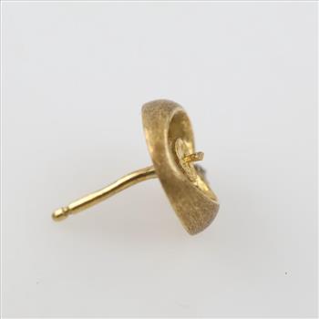 18kt Gold Clear Stone Accent Heart Stud Single Earring