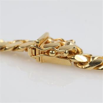 18kt Gold Curb Link Chain Bracelet-Evaluated By Our Certified Gemologist-AGS/GIA