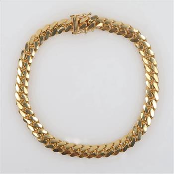 18kt Gold Curb Link Chain Bracelet-Evaluated By Our Certified Gemologist-AGS/GIA