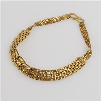18kt Gold Decorated Link Bracelet-Evaluated By Our Certified Gemologist-AGS/GIA