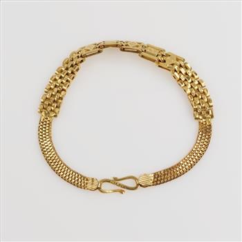 18kt Gold Decorated Link Bracelet-Evaluated By Our Certified Gemologist-AGS/GIA