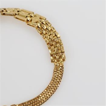 18kt Gold Decorated Link Bracelet-Evaluated By Our Certified Gemologist-AGS/GIA