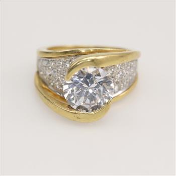 18kt Gold Diamond And Cubic Zirconia Engagement Ring