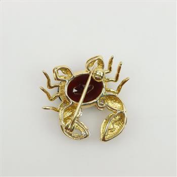 18kt Gold Diamond And Garnet Crab Brooch