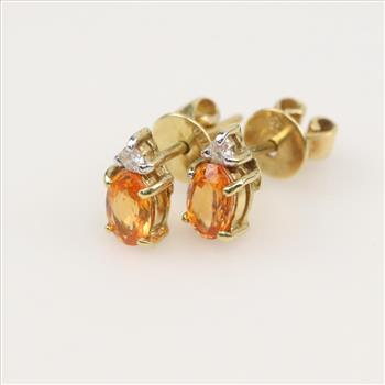18kt Gold Diamond And Yellow Sapphire Earrings