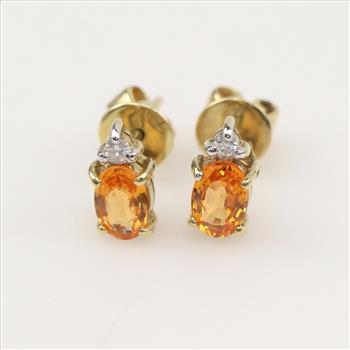 18kt Gold Diamond And Yellow Sapphire Earrings