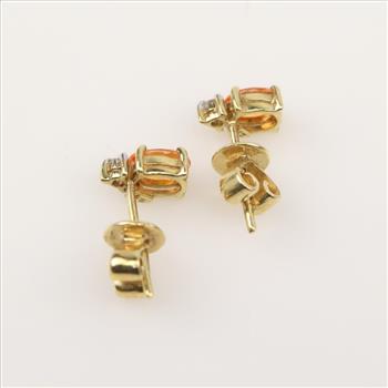 18kt Gold Diamond And Yellow Sapphire Earrings