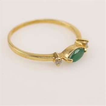 18kt Gold Diamond Emerald Ring