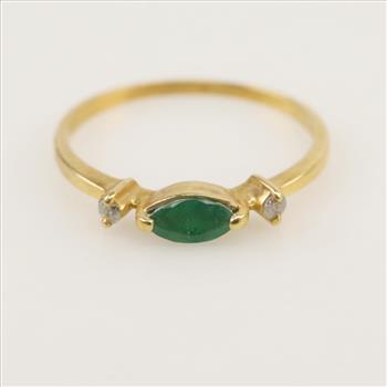 18kt Gold Diamond Emerald Ring