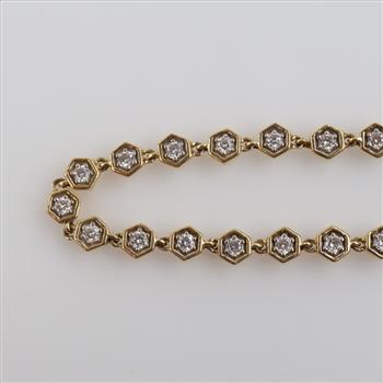 18kt Gold Diamond Hexagon Link Bracelet