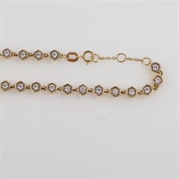 18kt Gold Diamond Hexagon Link Bracelet