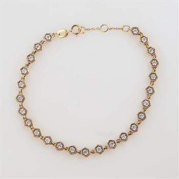 18kt Gold Diamond Hexagon Link Bracelet