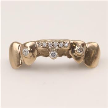 18kt Gold Diamond Teeth Caps