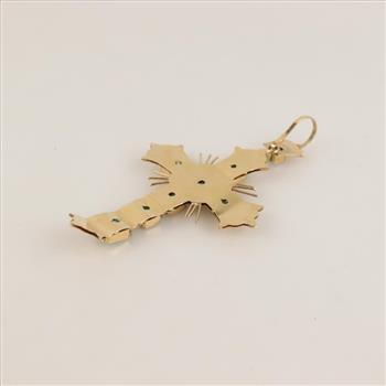 18kt Gold Emerald Cross Pendant