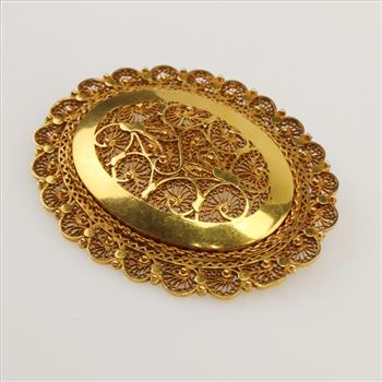 18kt Gold Filigree Pin