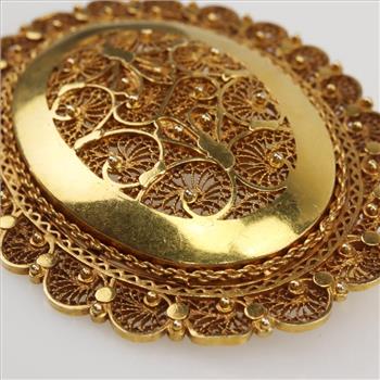 18kt Gold Filigree Pin