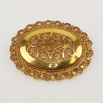 18kt Gold Filigree Pin