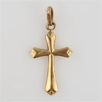 18kt Gold Hollow Cross Pendant