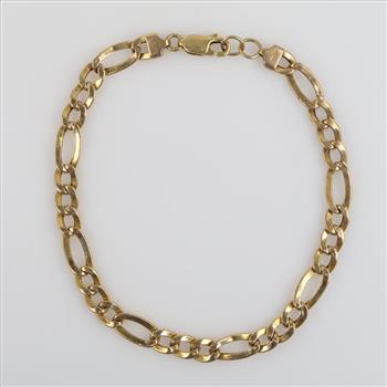 18kt Gold Hollow Figaro Chain Bracelet