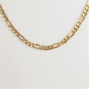 18kt Gold Hollow Figaro Link Necklace