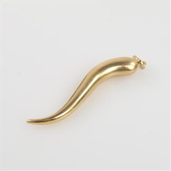 18kt Gold Hollow Italian Horn Pendant