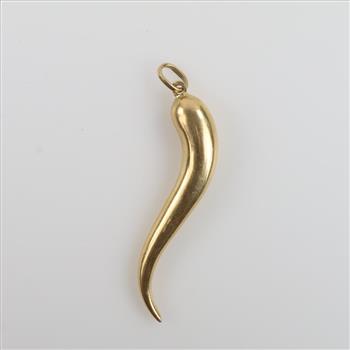 18kt Gold Hollow Italian Horn Pendant