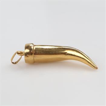 18kt Gold Hollow Italian Horn Pendant