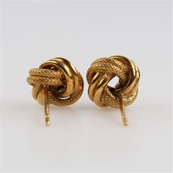 18kt Gold Hollow Knot Stud Earrings