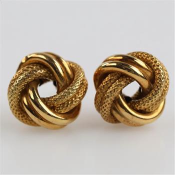 18kt Gold Hollow Knot Stud Earrings